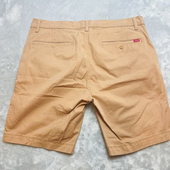 Levis XX Chino Shorts Punk Logos Mens 36 Tan 7Seconds Punx Hardcore Rock Stretch - Picture 2 of 11